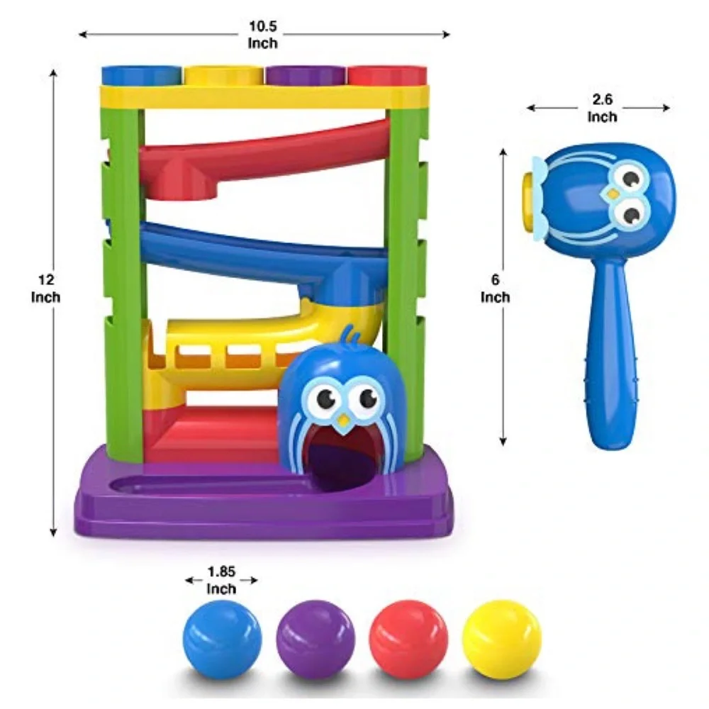 MindSprout Bouncy Bird Ball Bash, Hammer, Balls, and Bonus Stacking Cups - Picture 4 of 7